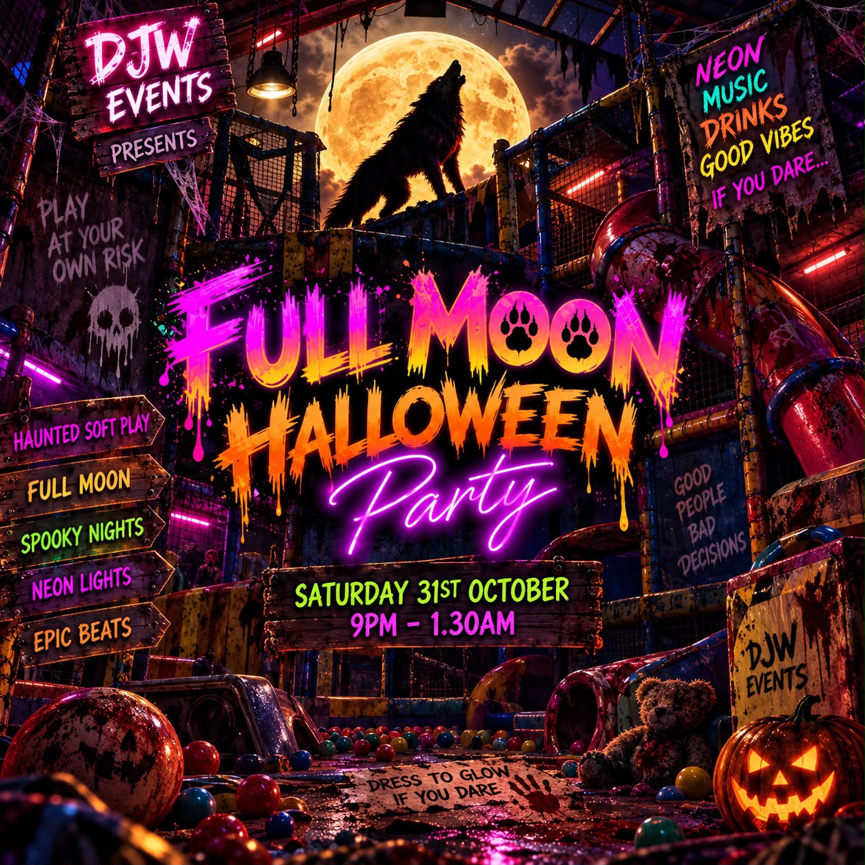 Full Moon Halloween Party Banner